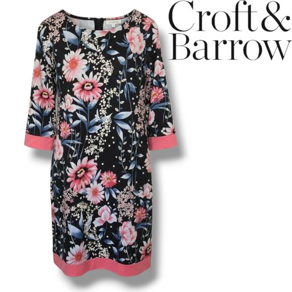 Croft & Barrow Women’s Floral 3/4 Sleeve Shift Dress – Size Small - Picture 8 of 8